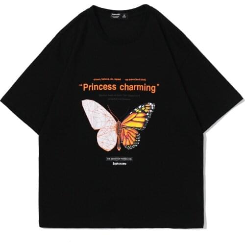 Summer Man Tshirts Butterfly Printing Oversize Couple T-shirt Mens And Womens Loose Fit Short Sleeve T Shirt