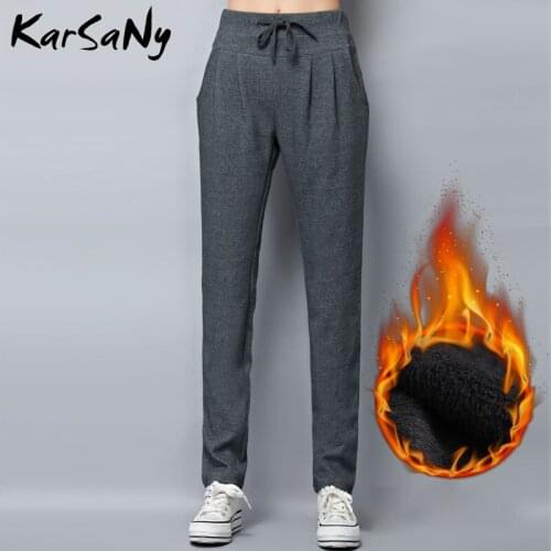 KarSaNy Warm Fleece Sweatpants Winter Pants Women Big Size Thick Loose Sports Velvet Pants Plus Size Harem Trousers Women 2019