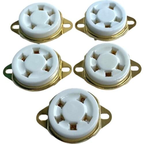 GZC5-21-G Ceramic Five-pin Valve Seat is Tinned And Gilded. Suitable For 807 FU-7 FD-422 Electron Tubes