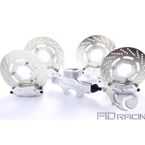 FID CNC alloy 4 wheel hydraulic brake set for Baja 5B SS 5T silver color free shipping rc car 1/5 rc car gas