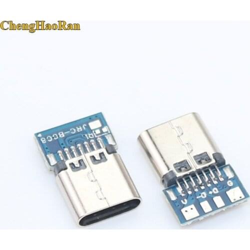 5pcs USB 3.1 Type C Connector 14 Pin Female Socket receptacle Through Holes PCB 180 Vertical Shield USB-C
