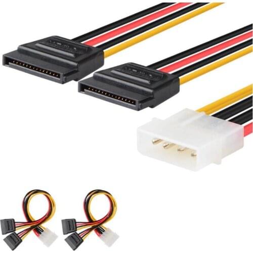 LBSC [2-Pack] 4 Pin Molex to Dual 15 Pin SATA Y-Cable Splitter Adapter - 20cm
