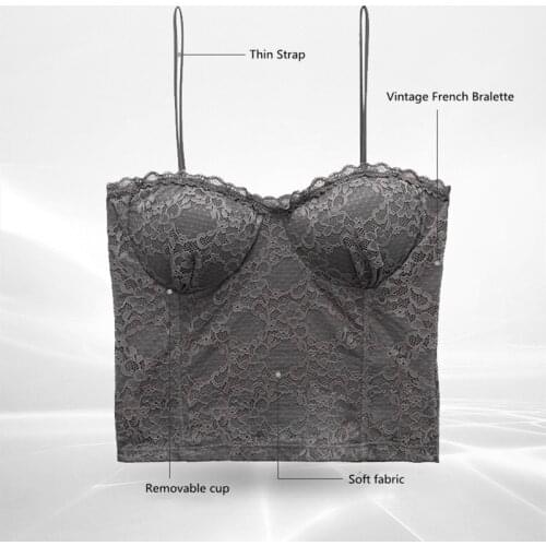 Summer Crop Top Lace Cami Women Tube Top French Bralette Beautiful Back Wrapped Lace Tops Women Underwear Padded Camisole
