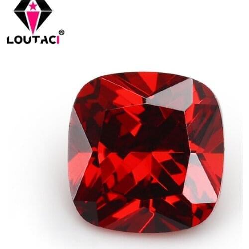 LOUTACI Simple Top Quality Garnet Cushion Cubic Zirconia For Sale Big Size 11x11-15x15mm