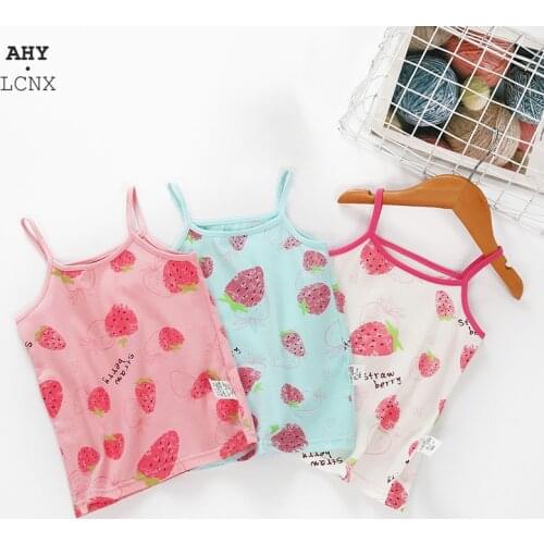 New Girls Undershirts Summer Children Vest Singlet Tops Baby Strawberry Printed Tank Top Cotton toddler Kids Tank Thin tops