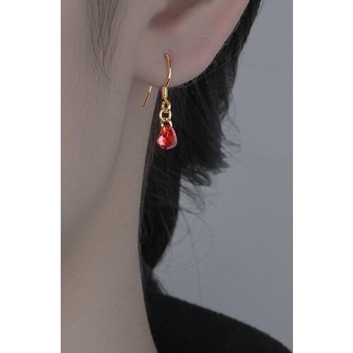 Sweet Jewelry Red Heart Earrings Delicate Design Sweet Temperament Hot Selling AAA Zircon Drop Earrings For Girl Lady Gifts