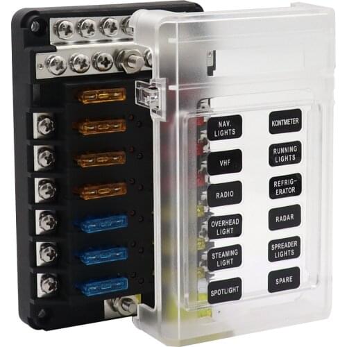 Car Ship Yacht Modification 12-way Fuse Box LED Lighting With Negative Busbar Integrated