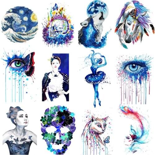 Fashion Girls Heat Transfer For Clothing Iron On Colorful Animals vinyl Transfers For Clothes Appliques Stickers For DIY T-shirt