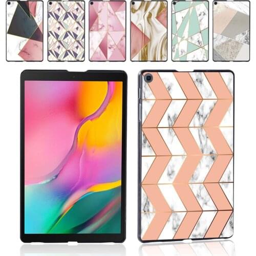 Fashion Case for Samsung Galaxy Tab A 10.1 2019 T510/T515 Geometry Pattern Plastic Durable Tablet Shell Cover + Free Stylus