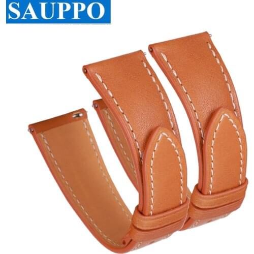 SAUPPO Top Layer Leather Watch Accessories 23mm 24mm Men Bands with Pin Bukcle suitable for Hermes HH2.810.220 HH1.810