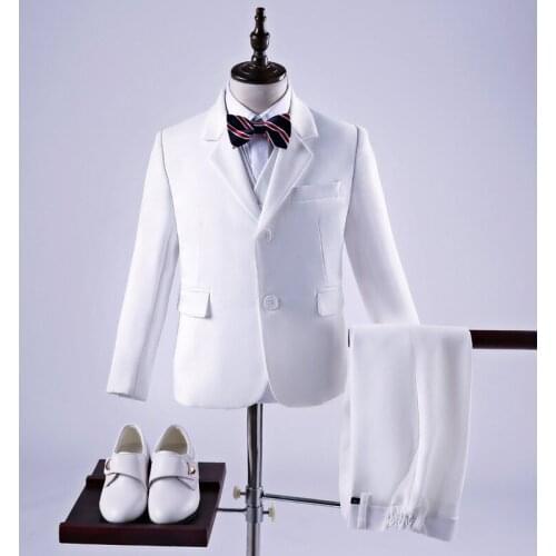 Boys Attire Kids Suits Handsome Two-Button Long Sleeves Clothing Set 2020 Custom Made 3 Pieces Wedding Suits (Jacket+Pants+Vest)