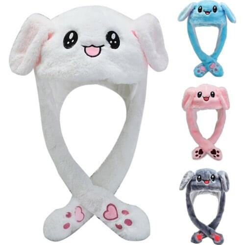 New Rabbit Womens Hat Beanie Plush Can Moving Bunny Ears Hat with Shine Earflaps Movable Ears Hat for Women/Child/Girls
