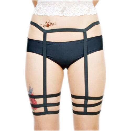 2017 new Armored Black elastic Garter Hip Harness Garters Belt thigh knee black burlesque harness Body Cage Warrior Cosplay Gear