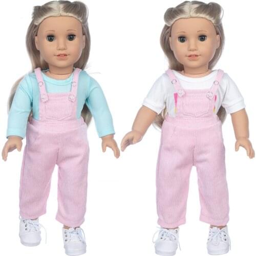 2021 New Pattern Corduroy Clothes Suspenders Suit Fit 18Inch American 43cm Baby Doll Clothes Accessories,Girls Toys,Generation
