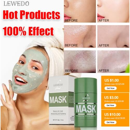 LEWEDO Cleansing Solid Mask 40g Purifying Clay Stick Green Tea Mask Acne Treatment Oil Control Whitening Face Care