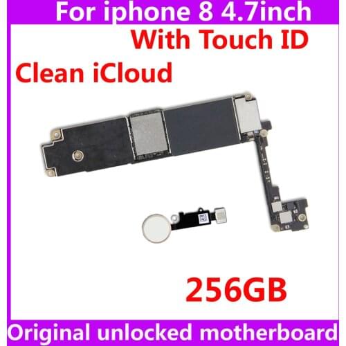 Original For Apple A11 IOS system Motherboard for iphone 8 with / NO touch ID 100% Unlocked mainboard logic board+chips 256GB