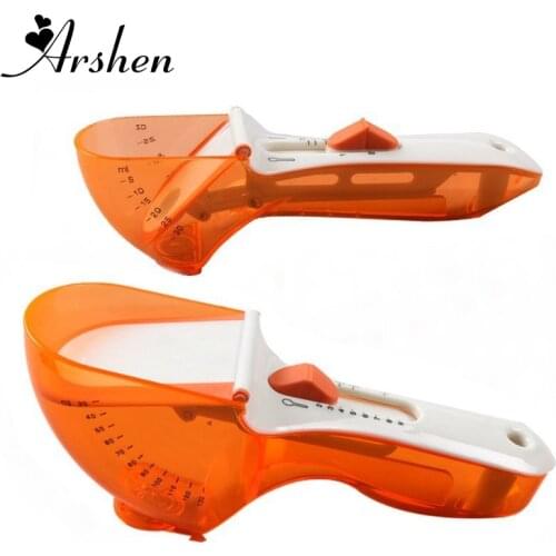 Arshen 2 Capacity Adjustable Measuring Spoon Plastic with Scale for Kitchen Cooking Adjustable Measuring Scoop Precision Spoon