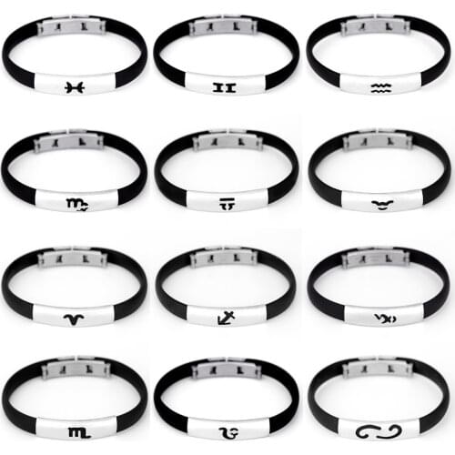 Birthday Gift Simple Zodiac Signs Aries Leo Bracelet Constellations Charm Men Bracelets Virgo Pisces Pendant Women Dropshiping