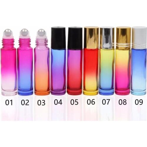 10ml Gradient Color Essential Oil Empty Perfume Roll On Glass Bottle 10cc Roller Ball Thick Glass Durable For Travel F20173449