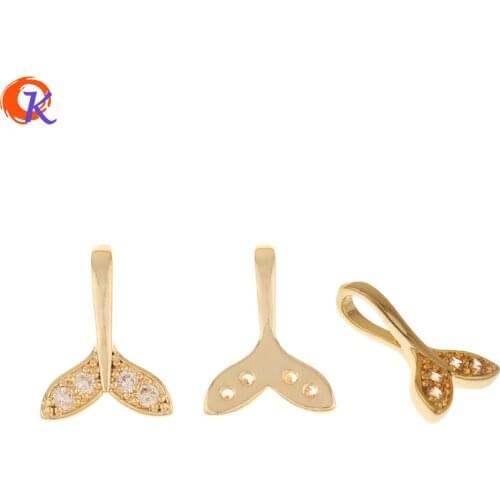 Cordial Design 50Pcs 12*15MM CZ Charms/Jewelry Accessories/Hand Made/Fish Tail Shape/DIY Jewelry Making/Earring Findings/Pendant