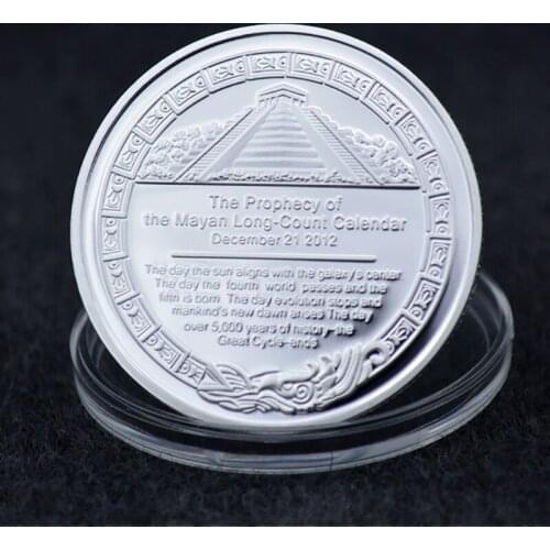 Maya Silver Commemorative Coins Mexico Pyramid Aztec Prophecy Calendar Medals Mayan Civilization Religion Culture Souvenir Gifts