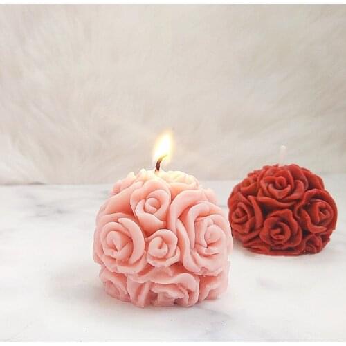 3D Rose Ball Silicone Candle Mold Flower Molds For Plaster Aromatherapy DIY Candle Mould Soap Molds Cake Form Candle Making