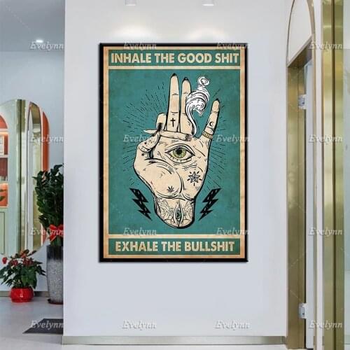 Inhale The Good Shit Exhale The Bullshit Poster, Yoga Canvas, Yoga Wall Decor, Vintage Poster, Yoga Art Print,Home Decor Gift