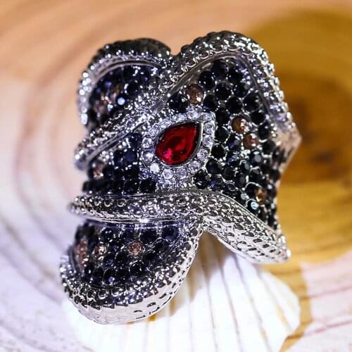 Vintage Twisted Geometric Rings Fashion Elegant Ethnic Red Water Drop Crystal CZ Wedding Ring Jewelry for Women Best Gift
