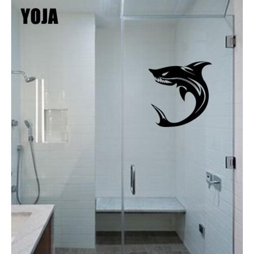 YOJA 25x24.5CM Bathroom Shower Fierce Scary Shark Decal Home Wall Sticker Decoration G2-0561