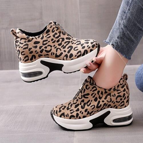New Hidden Heel Women Casual Platform Shoes Woman Sneakers Suede Slip on Shoes for Women Height Increasing Flock Wedges Shoes