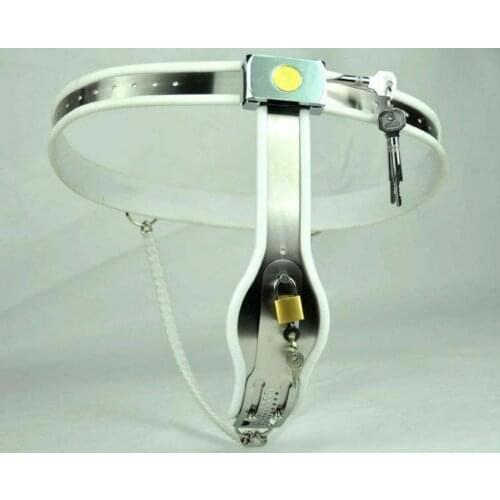 Female Fully Adjustable Stainless Steel Chastity Belt with Lock Pants Device Chastity Metal Small