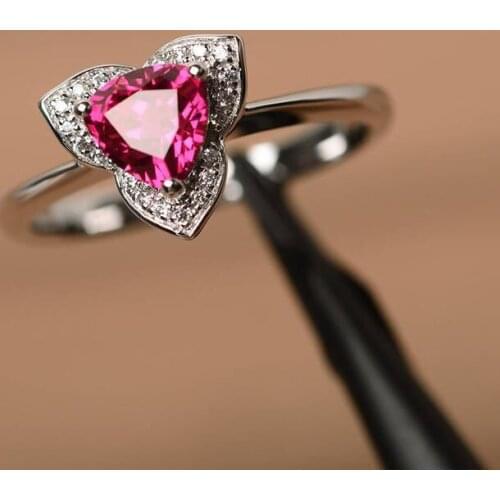 Elegant Silver Color Red Zircon Rings For Women High Quality AAA CZ Crystal Wedding Engagement Party Jewelry Gifts bague