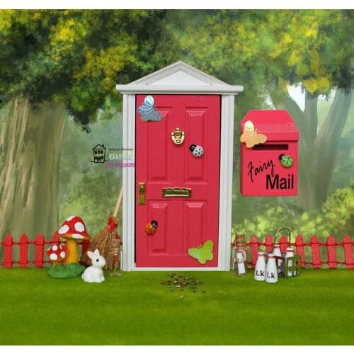 1:12 Dollhouse miniature Fairy Door Rose Red Outside open Dolls Parts Fashion Gift 3 Style Hardware accessories