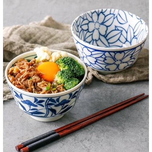 1 PC Ceramic Rice Bowl 11.5CM Japanese style Tableware Utensil Underglaze High Quality Made in Japan