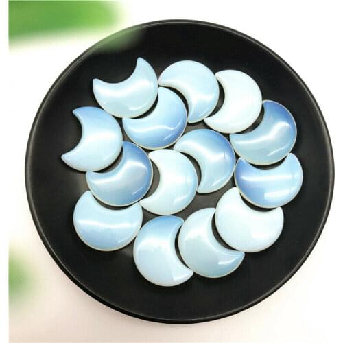 White Opal Quartz Moon Shaped Crystal Polished Stones Healing Decor Gift Craft Natural Stones and Minerals