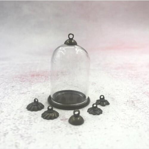 100pcs/lot 35x25mm bell jars tube shape glass globe classic tray beads cap glass vial pendant diy glass cover dome vase decor