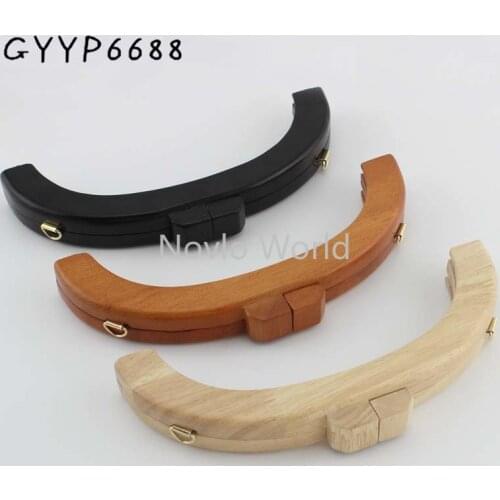 2-10pcs,20cm 8 Inch Natural / Camel / Black Wood Kiss Clasp Frame for Sewing Bags Carring Clutch Purse Handle
