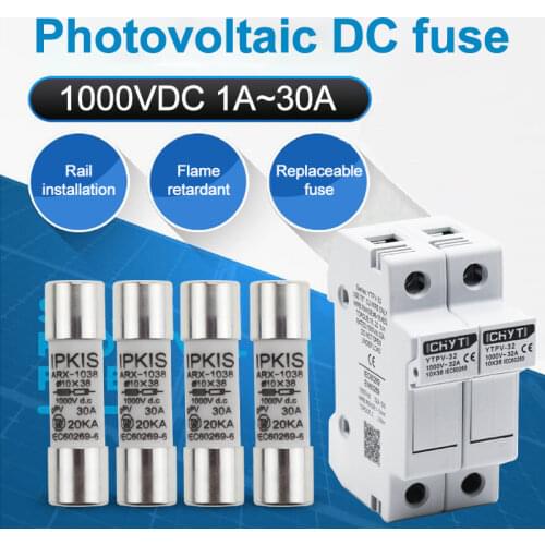 2P Parallel DC Fuse Holder 10*38mm High Voltage Solar PV 1000V ICHYTI YTPV-32 Current Protect