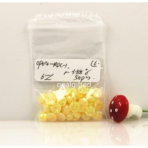 50pcs/lot Free Shipping 6mm Synthetic Opal Flat Back Round Cabochon Opal Loose Fire Opal Stone Best sale many colors choose