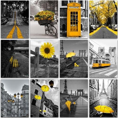 5D Diamond Painting Eiffel Tower Flower Bus Landscape Building Full Square&Round Diamond embroidery Cross stitch Diamond mosaic