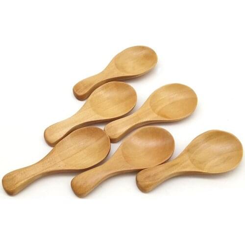 8Pcs Solid Wood Condiments Spoon Handmade Honey Teaspoon Seasoning Sugar Coffee Tea Jam Mustard Small Wooden Salt Spoon
