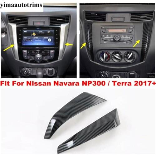 ABS Carbon Fiber Look Interior Central Control Air Condition Panel Strip Cover Trim For Nissan Navara NP300 / Terra 2017 - 2021