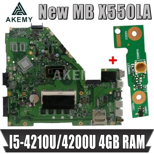 Akemy X550LA Motherboard For Asus A550L X550LD R510L X550LC X550L X550LB laptop Motherboard Mainboard I5-4210U/4200U 4GB RAM