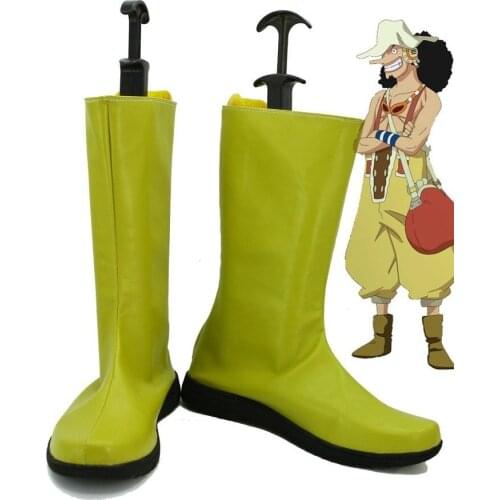 One Piece Anime Usopp Cosplay Shoes Boots Yellow Custom Made