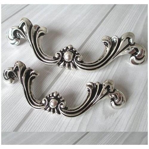 Antique Distress silver drawer kitchen cabinet pull handle 96mm VIintage silver dresser cupboard door furniture handle pull knob