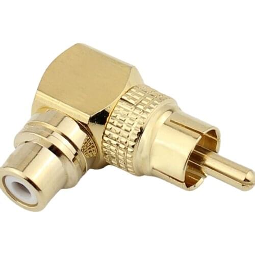 Audiophile RCA Male To Female Plug Copper 90 Degree Angle Audio Adapter
