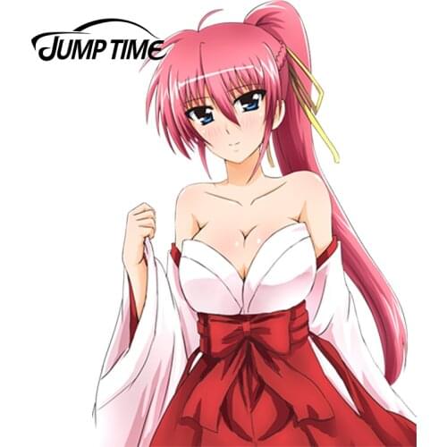 JumpTime 13cm x 9.4cm Car Stickers Hot Girl Signum Anime Mahou Shoujo Lyrical Nanoha Window Decals Rear Windshield Car Styling