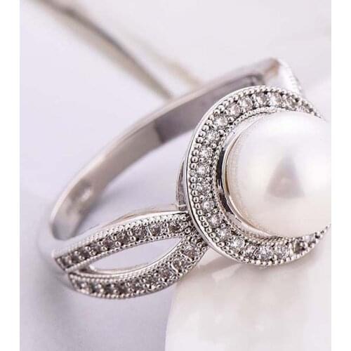 Large Imitation Pearl Rings Women Fashion Twist Ring Elegant Wedding Engagement Jewelry Drop Shipping Z5L156