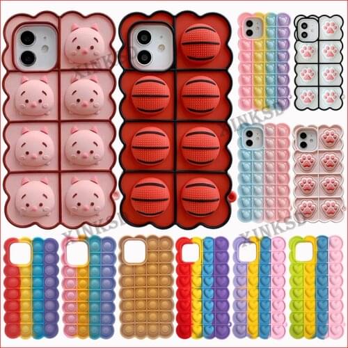 Reliver Stress Bubble Rainbow Phone Case For Iphone 6 6s 7 8 Plus X XR XS Max 11 12 Pro Max Mini SE 2020 Cute Cartoon Bear Cover