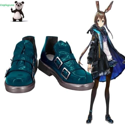 CosplayLove Arknights Amiya Black Dark Blue Cosplay Shoes Cosplay Long Boots Leather Custom Made